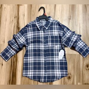 NWT Girls Wonder Nation Sz 7-8 Flannel Button Up Shirt